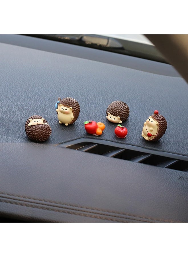 Ba Love Set of 6 Cute Hedgehog Car Dashboard Decor, Car Accessories for Women Interior Aesthetic Hedgehog Figurines Rearview Mirror Ornament - Image 5